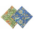 Set of 2 Floral Print Cotton Pocket Square Hanky Handkerchief Green & Blue 12.5"